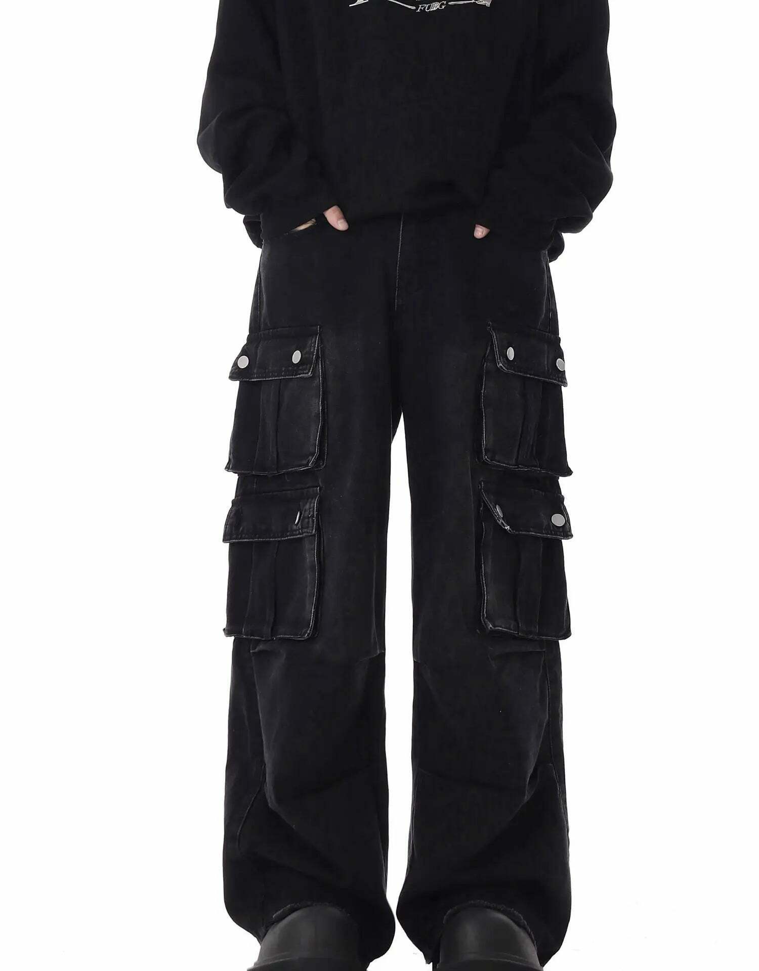 Washed Y2K Cargo Jeans: Coquette Aesthetic with Grunge & Pastel Goth Vibes