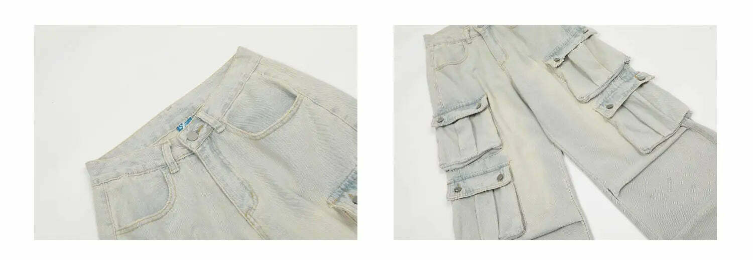Washed Y2K Cargo Jeans: Coquette Aesthetic with Grunge & Pastel Goth Vibes