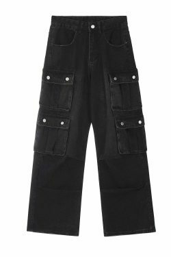 Washed Y2K Cargo Jeans: Coquette Aesthetic with Grunge & Pastel Goth Vibes