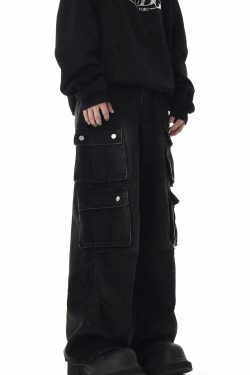 Washed Y2K Cargo Jeans: Coquette Aesthetic with Grunge & Pastel Goth Vibes