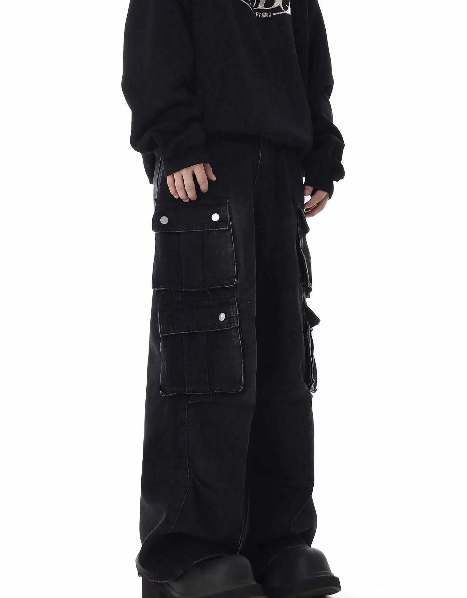 Washed Y2K Cargo Jeans: Coquette Aesthetic with Grunge & Pastel Goth Vibes