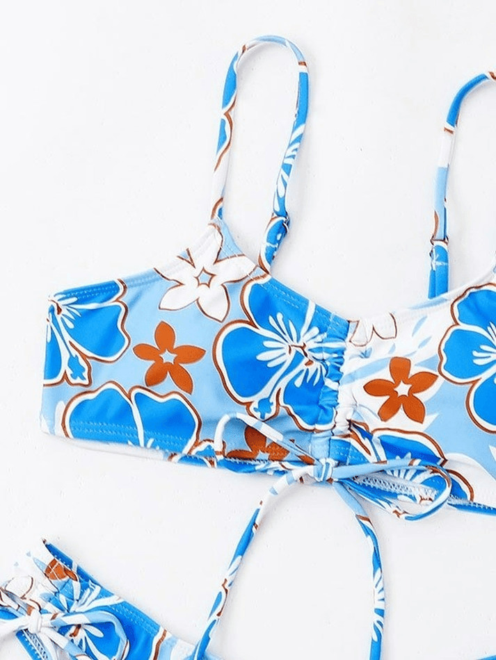 Wave Floral Print Bikini Set for Y2K Fashion Enthusiasts - Coquette Aesthetic Swimwear Wave Floral Print Bikini Set for Y2K Fashion Enthusiasts - Coquette Aesthetic Swimwear