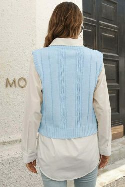 Whisper Weave V-Neck Vest in Coquette Aesthetic: Y2K Fashion Staple for Women's Niche Style