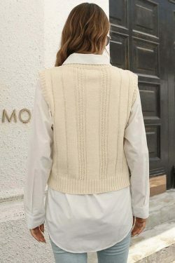 Whisper Weave V-Neck Vest in Coquette Aesthetic: Y2K Fashion Staple for Women's Niche Style