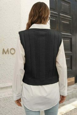 Whisper Weave V-Neck Vest in Coquette Aesthetic: Y2K Fashion Staple for Women's Niche Style