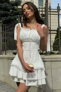 Whispering Winds Mini Wrap Charm Dress - Y2K Fashion with Coquette Aesthetic