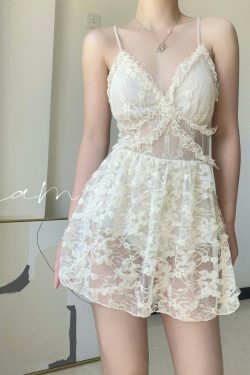 White Lace Backless Swimsuit: Y2K Fashion Coquette Aesthetic for Women