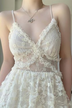 White Lace Backless Swimsuit: Y2K Fashion Coquette Aesthetic for Women