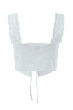 White Lace Cropped Tank: Y2K Fashion Coquette Aesthetic - Grunge Style Cute Tops for Women