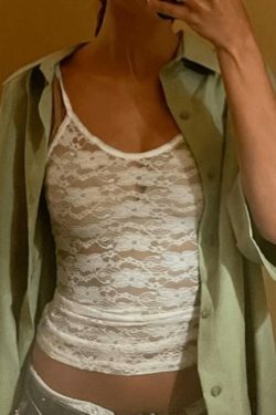 White Sheer Lace Crop Cami: Y2K Fashion Coquette Aesthetic - Grunge Style Cute Tops for Women