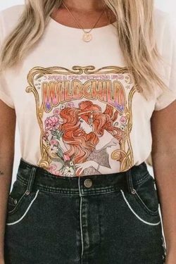 Wild Child Angel Duty Tee: Y2K Fashion Aesthetic Tops for Women - Coquette & Grunge Style