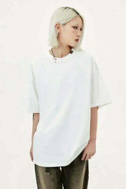 Y2K Acid Wash Collar T-Shirt - Coquette Aesthetic Grunge Style