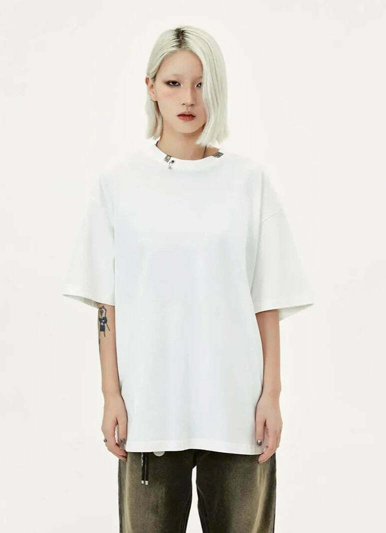 Y2K Acid Wash Collar T-Shirt - Coquette Aesthetic Grunge Style Y2K Acid Wash Collar T-Shirt - Coquette Aesthetic Grunge Style