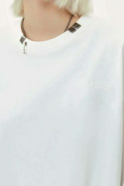 Y2K Acid Wash Collar T-Shirt - Coquette Aesthetic Grunge Style