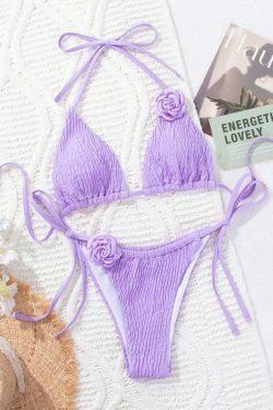 Y2K Aesthetic 3D Flower Two Piece Bikini for Niche Women Fashion