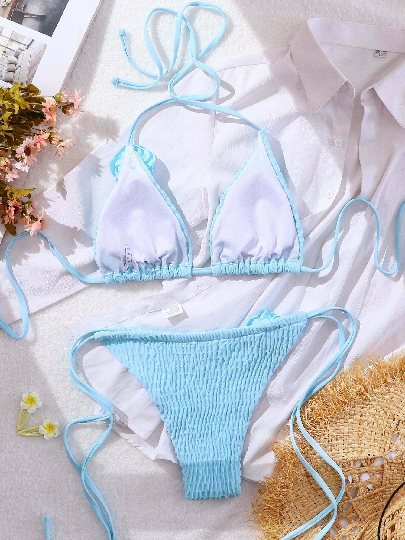 Y2K Aesthetic 3D Flower Two Piece Bikini for Niche Women Fashion Y2K Aesthetic 3D Flower Two Piece Bikini for Niche Women Fashion