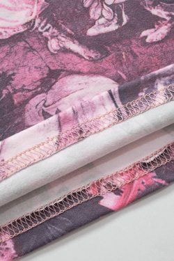 Y2K Aesthetic All Over Print Mock Neck Long Sleeve Tee for Women - Coquette & Grunge Style Fashion