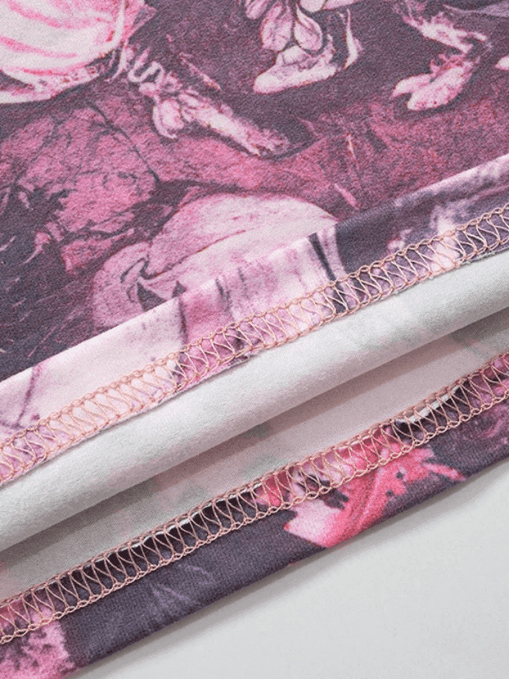 Y2K Aesthetic All Over Print Mock Neck Long Sleeve Tee for Women - Coquette & Grunge Style Fashion Y2K Aesthetic All Over Print Mock Neck Long Sleeve Tee for Women - Coquette & Grunge Style Fashion