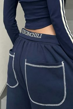 Y2K Aesthetic Alphabet Waist Sweatpants - Coquette & Grunge Style Cargo Skirt