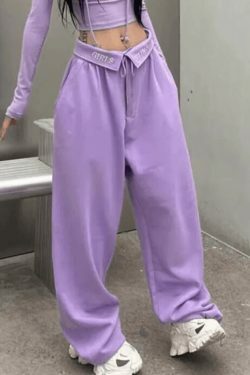 Y2K Aesthetic Alphabet Waist Sweatpants - Coquette & Grunge Style Cargo Skirt