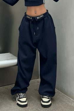 Y2K Aesthetic Alphabet Waist Sweatpants - Coquette & Grunge Style Cargo Skirt