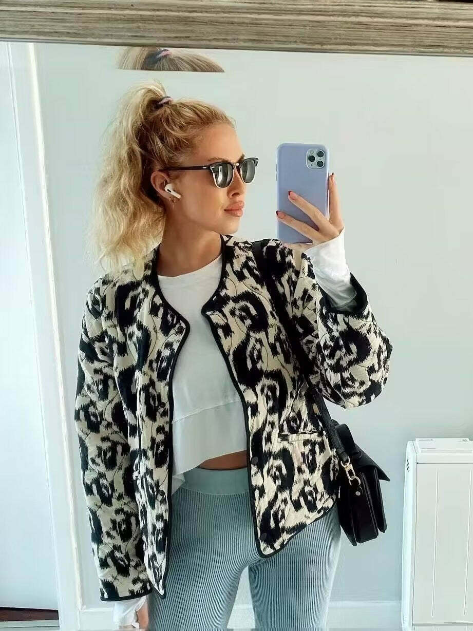 Y2K Aesthetic Animal Print Cotton Jacket for Women - Coquette & Grunge Style Fashion Statement Y2K Aesthetic Animal Print Cotton Jacket for Women - Coquette & Grunge Style Fashion Statement