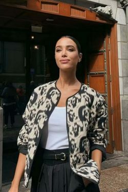 Y2K Aesthetic Animal Print Cotton Jacket for Women - Coquette & Grunge Style Fashion Statement
