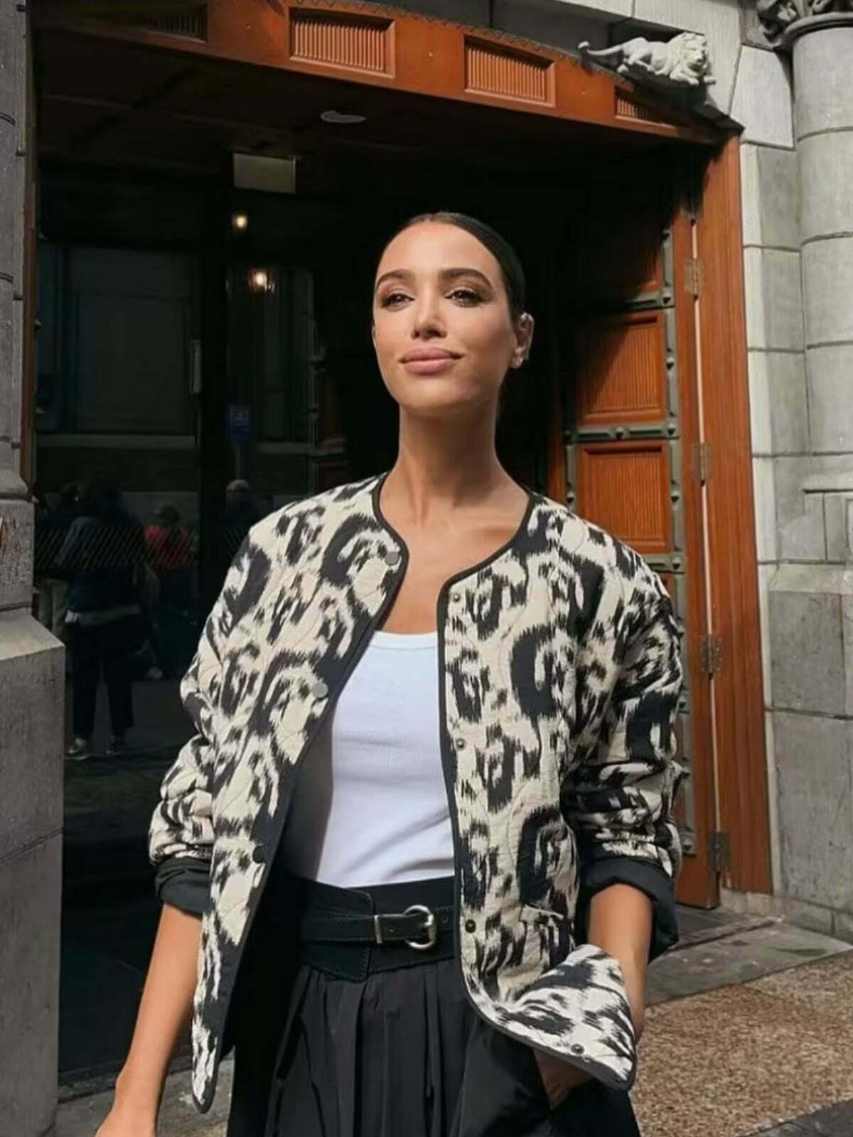 Y2K Aesthetic Animal Print Cotton Jacket for Women - Coquette & Grunge Style Fashion Statement Y2K Aesthetic Animal Print Cotton Jacket for Women - Coquette & Grunge Style Fashion Statement