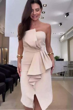 Y2K Aesthetic Asymmetrical Tube Top Dress - Coquette Style Grunge Fashion Women's Clothing