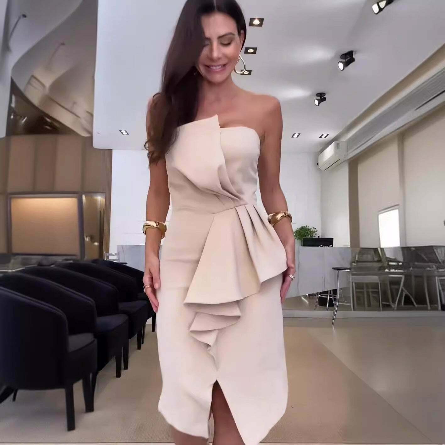 Y2K Aesthetic Asymmetrical Tube Top Dress - Coquette Style Grunge Fashion Women's Clothing