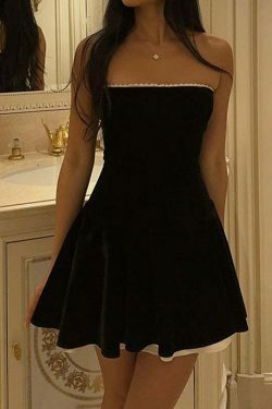 Y2K Aesthetic Back Strap Waist Dress - Coquette Grunge Fashion with Cute Tops & Cargo