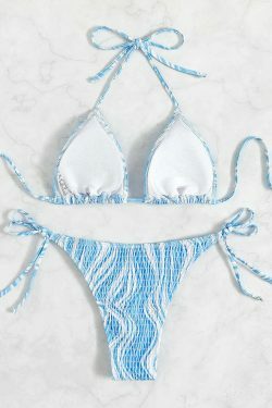 Y2K Aesthetic Backless Beach Bikini - Coquette Style - Grunge Fashion - Cute Tops & Cargo Skirt