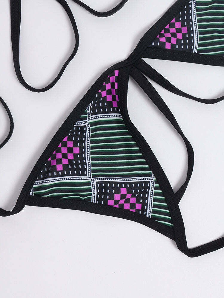 Y2K Aesthetic Backless Halter Buttoning Swimsuit - Coquette Style, Gr Y2K Aesthetic Backless Halter Buttoning Swimsuit - Coquette Style, Gr