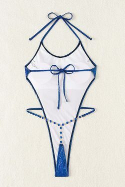 Y2K Aesthetic Backless Jewelry One-Piece Bikini for Women - Coquette Style Grunge Fashion