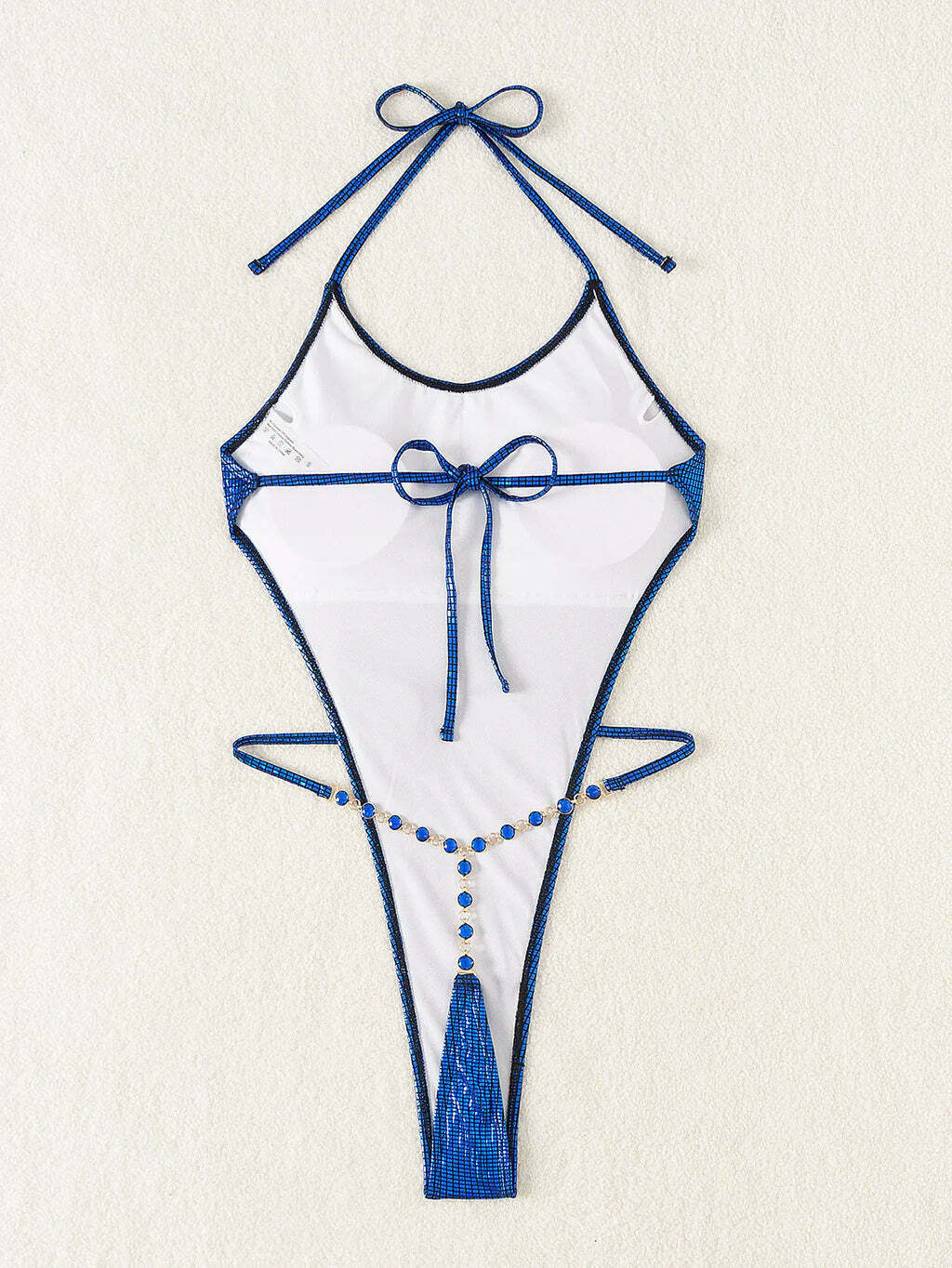 Y2K Aesthetic Backless Jewelry One-Piece Bikini for Women - Coquette Style Grunge Fashion