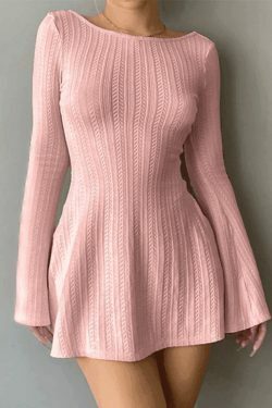 Y2K Aesthetic Backless Knitted Mini Dress for Women - Coquette & Grunge Style Fashion