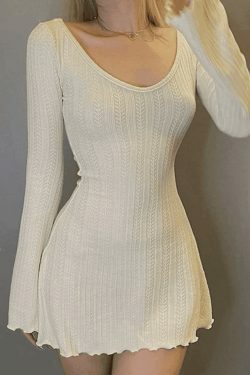 Y2K Aesthetic Backless Knitted Mini Dress for Women - Coquette & Grunge Style Fashion