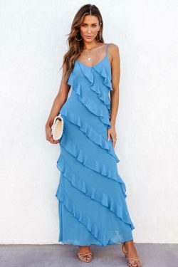 Y2K Aesthetic Backless Sling Off-Shoulder Maxi Dress for Women - Coquette & Grunge Style Fashion