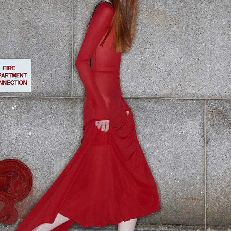 Y2K Aesthetic Backless Strappy Long-Sleeved Dress - Coquette Grunge Elegance Y2K Aesthetic Backless Strappy Long-Sleeved Dress - Coquette Grunge Elegance