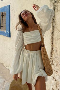 Y2K Aesthetic Backless Top & Short Skirt Set for Women - Coquette & Grunge Style Outfit