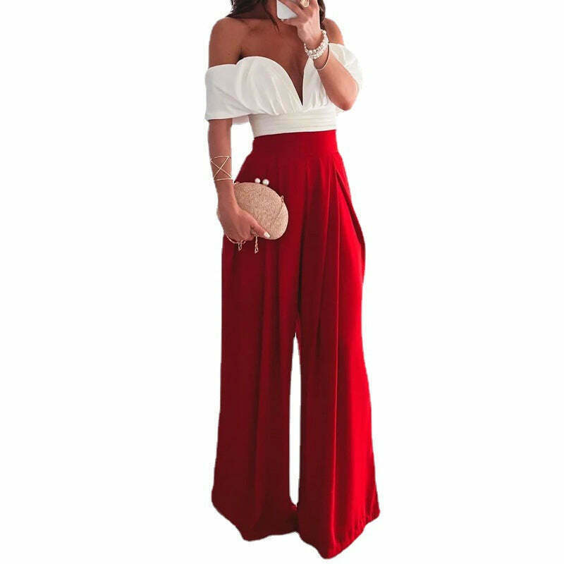 Y2K Aesthetic Backless Top & Wide-Leg Pants Suit for Niche Women Fashion Y2K Aesthetic Backless Top & Wide-Leg Pants Suit for Niche Women Fashion