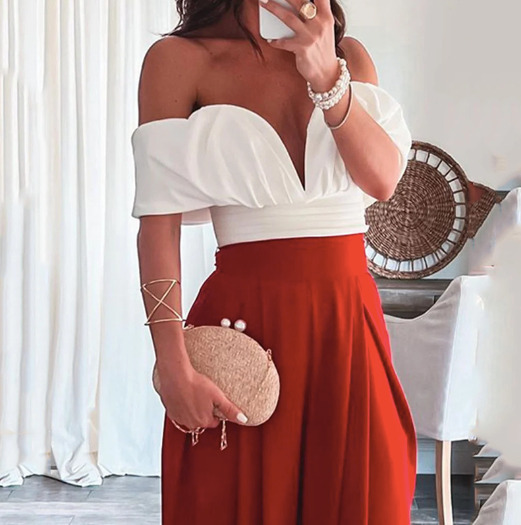 Y2K Aesthetic Backless Top & Wide-Leg Pants Suit for Niche Women Fashion Y2K Aesthetic Backless Top & Wide-Leg Pants Suit for Niche Women Fashion