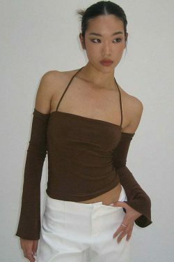 Y2K Aesthetic Backless Top: Coquette Style Collar with Grunge and Pastel Goth Vibes