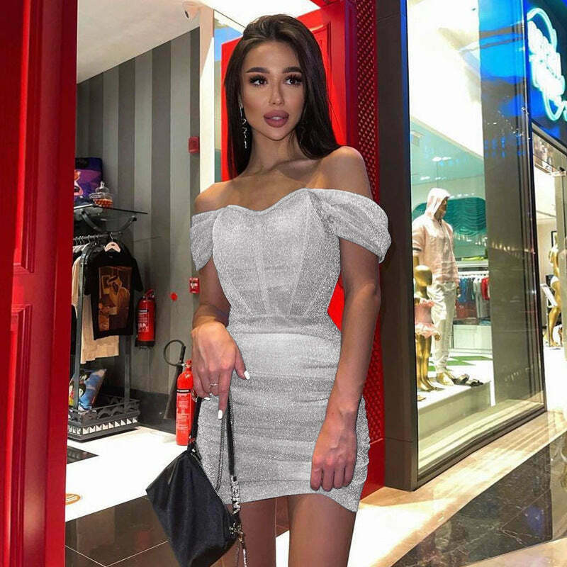 Y2K Aesthetic Backless Tube Top & Wrinkled Tight Hip Dress