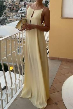 Y2K Aesthetic Backless Vacation Long Dress - Coquette Grunge Outfit with Pastel Goth Vibes