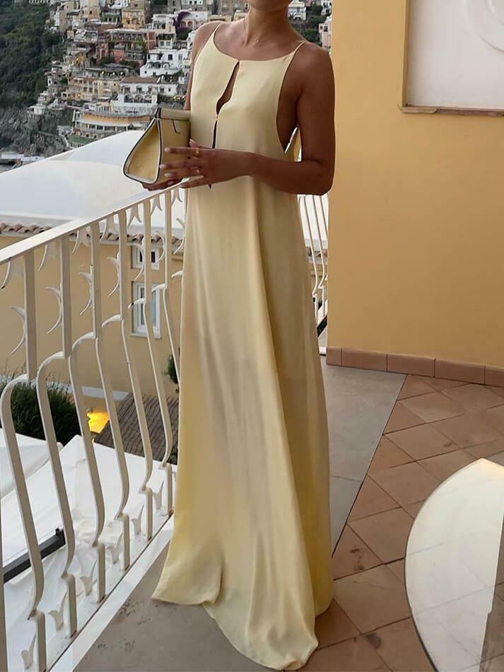 Y2K Aesthetic Backless Vacation Long Dress - Coquette Grunge Outfit with Pastel Goth Vibes