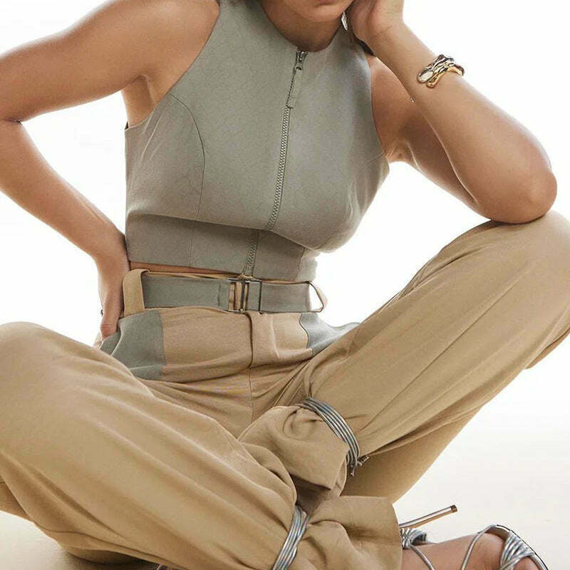 Y2K Aesthetic Backless Vest Suit for Women - Coquette & Grunge Style with Pastel Goth Vibes