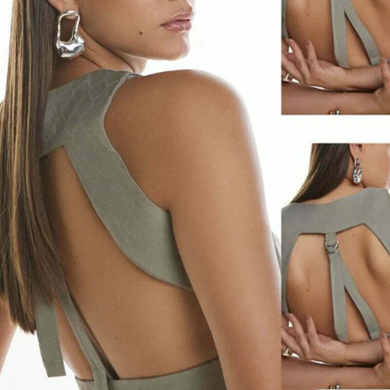 Y2K Aesthetic Backless Vest Suit for Women - Coquette & Grunge Style with Pastel Goth Vibes