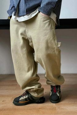 Y2K Aesthetic Balloon Fit Carpenter Jeans - Coquette Grunge Fashion with Old Money Vibes