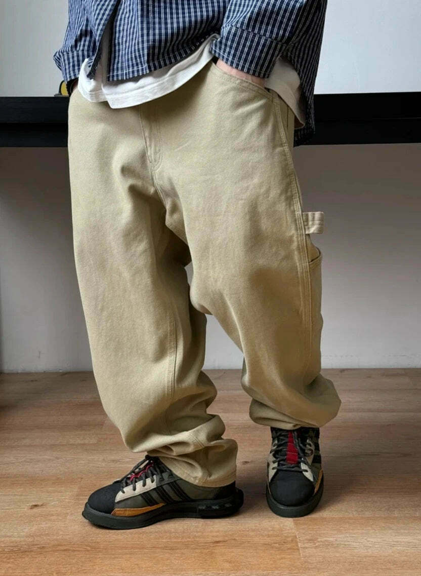 Y2K Aesthetic Balloon Fit Carpenter Jeans - Coquette Grunge Fashion with Old Money Vibes